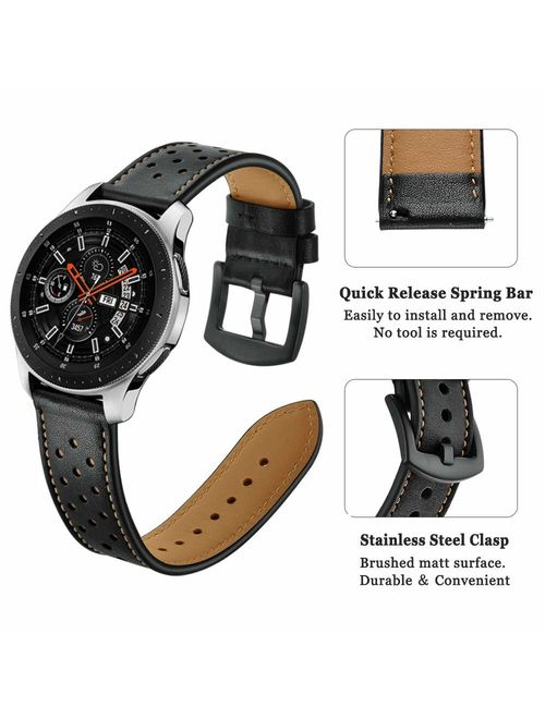 BONSTRAP Compatible with Samsung Galaxy Watch 46mm/Samsung Gear S3 22mm Leather Watch Strap Bands for Gear S3 Frontier/S3 Classic Smartwatch