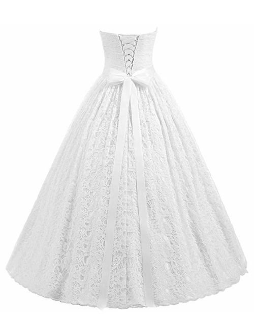 Beautyprom Women's Sweetheart Ball Gown Lace Bridal Wedding Dresses