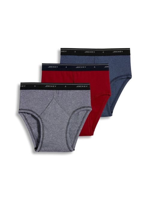 Jockey Men's Cotton Solid Underwear Classic Low-Rise Brief - 3 Pack