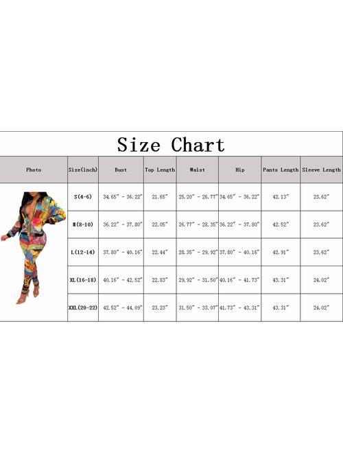 YouSexy 2 Piece Outfits for Women Pants Tracksuit Sets Floral Print Long Sleeve Jumpsuits