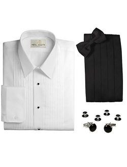 Men's 1/4" Pleat Tuxedo Shirt & Accessories 4-Piece Set