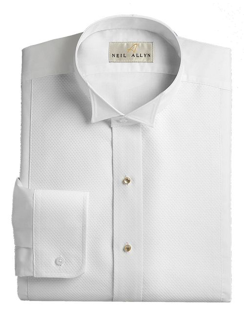Neil Allyn Wing Collar Tuxedo Shirt, Pique Bib Front, 65% Polyester 35% Cotton