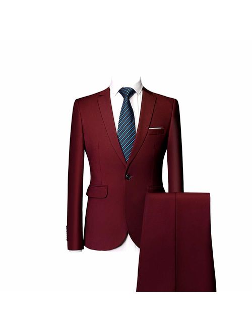 UNINUKOO Mens Slim Fit 2 Piece Single Breasted Jacket Party Prom Tuxedo Suits