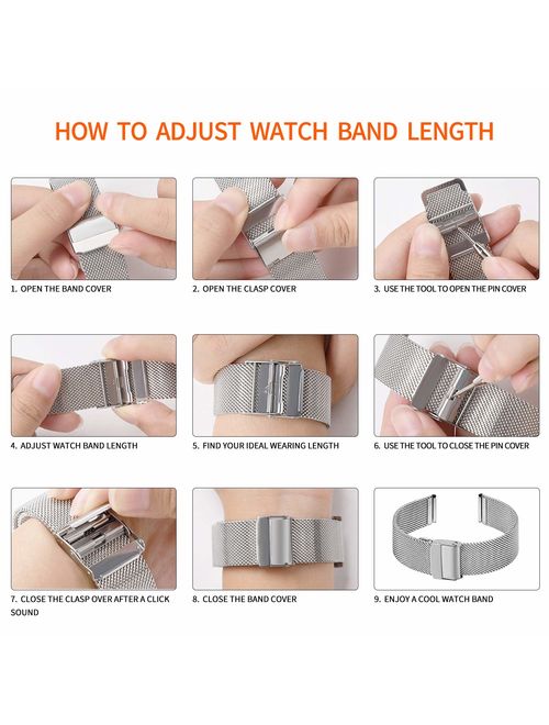 Fullmosa Watch Band,Stainless Steel Watch Band Replacement Strap for 18mm 20mm 22mm