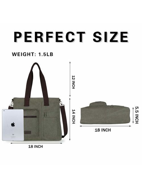 IDAILU Large Canvas Tote Bag Casual Daily Cross-body Hobo Handbags with Detachable Shoulder Strap