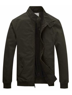 WenVen Men's Causal Cotton Bomber Jacket Classic Outerwear Coat