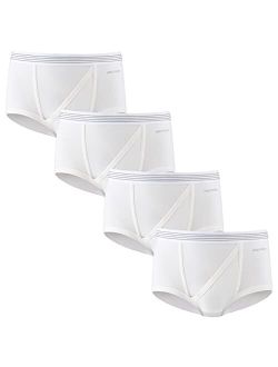 INNERSY Men's Underwear Classic Cotton Briefs with N Front Open Fly Pack of 4