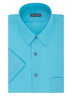 Men's Short Sleeve Dress Shirt Regular Fit Poplin Solid