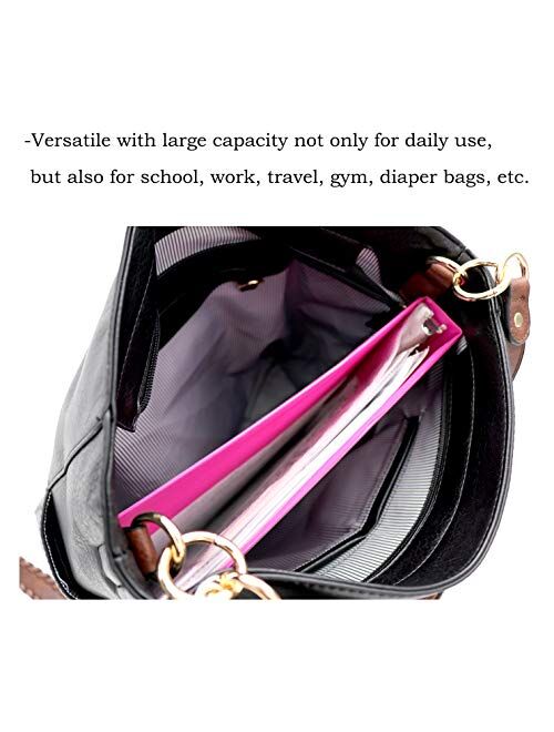 Extra Whipstitched Braid Strap 2 Way Multi Pocket Compartment Vegan Leather Boho Hobo Bag X-LARGE