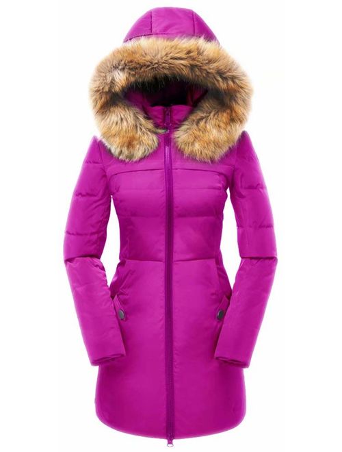 chouyatou Mens Winter Bidirectional Zip Quilted Water-Resistant Long Hooded Down Alternative Jacket Coat