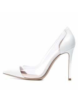 Women Elegant Stiletto Clear Pumps High Heels Slip On Sandals Party Wedding Dress Shoes Size 4-15 US