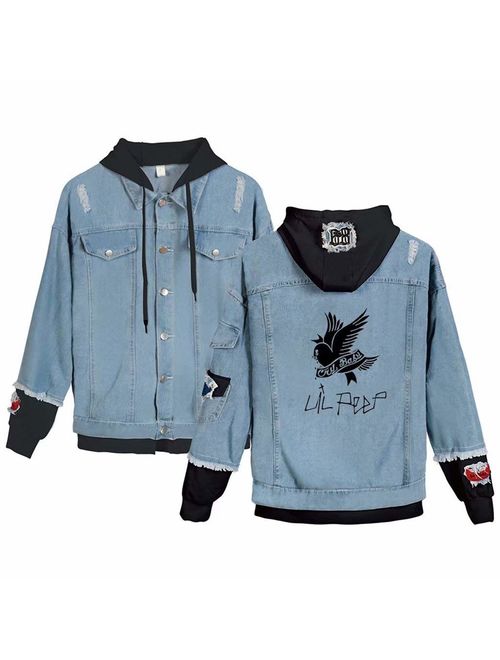 Aopostall Li Peep Jeans Denim Jacket Love Printed Fashion Sport Hip Hop Hoodie