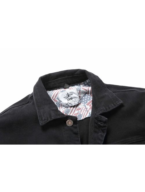 JYG Men's Casual Button Down Denim Jacket Classic Trucker Jean Coat