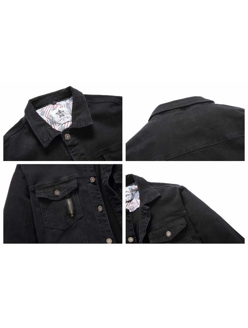 JYG Men's Casual Button Down Denim Jacket Classic Trucker Jean Coat