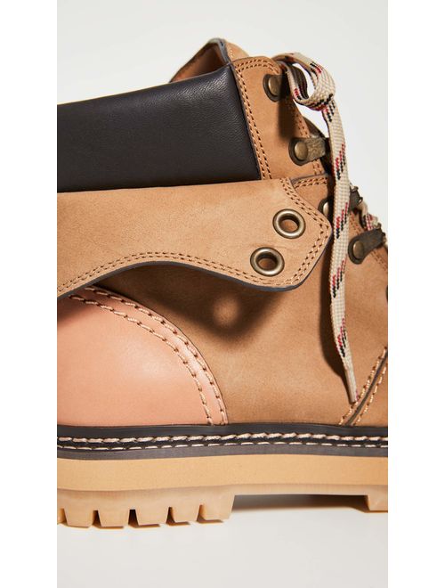 See by Chloe Women's Eileen Flat Boots, Tortora/Natural, Brown, Tan, 11 Medium US
