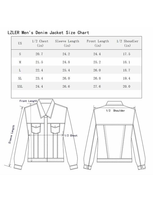 JYHER Men's Denim Jacket,Classic Ripped Slim Jean Coat Jacket with Holes
