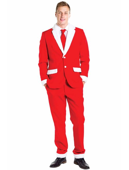 Tipsy Elves Men's Christmas Suit Santa Blazer+Tie and Pants (Sold Separately)