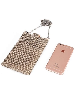 Evening Handbags Clutch Purses for Women Metal mesh Small Crossbody Bag Cell Phone Purse Wallet