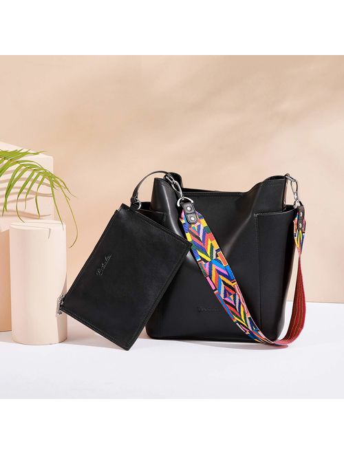 BOSTANTEN Genuine Leather Handbag Designer Hobo Shoulder Bucket Bags Tote Purses and Handbags Set with Clutch Purses