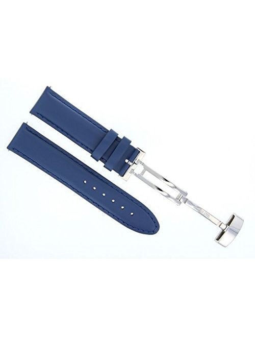 18-19-20-22-24 Smooth Leather Watch Band Strap for Omega SEAMASTER Planet Ocean Blue 8
