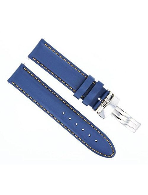 18-19-20-22-24 Smooth Leather Watch Band Strap for Omega SEAMASTER Planet Ocean Blue 8