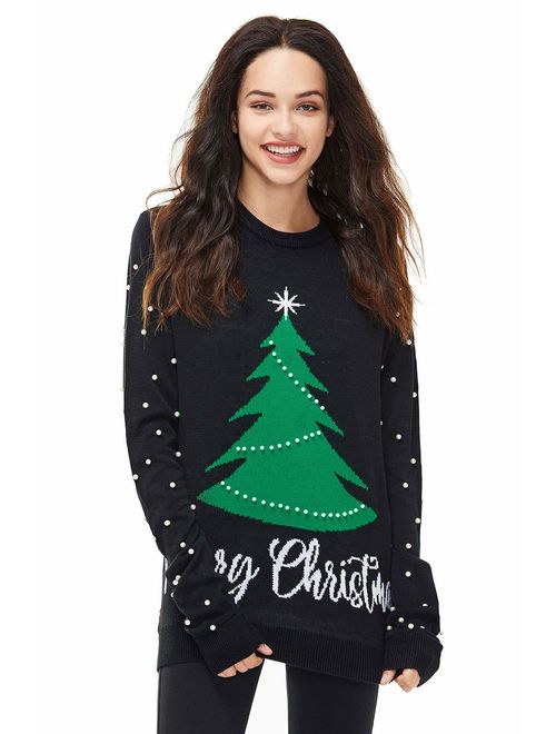 Women's Christmas Sweater Ugly Pullover Glitter Lights Funny Santa Reindeer Fair Isle