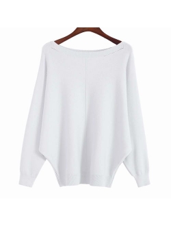 Ckikiou Women Sweaters Batwing Sleeve Casual Cashmere Jumpers Winter Pullovers