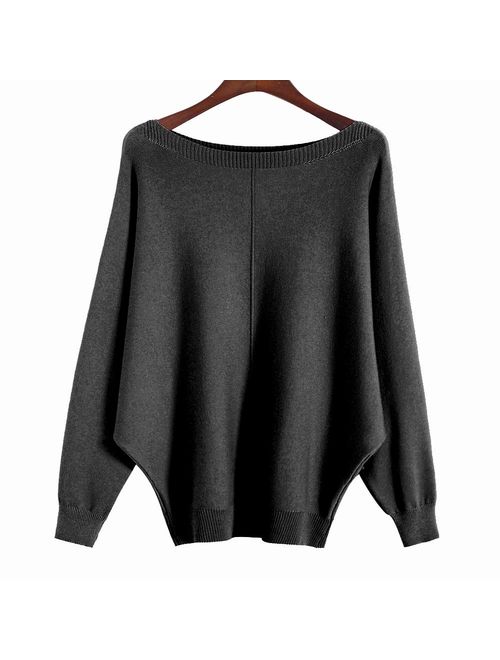 Ckikiou Women Sweaters Batwing Sleeve Casual Cashmere Jumpers Winter Pullovers