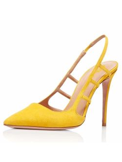 Women Pointy Toe Cutout Slip On Pumps Stilettos High Heel Slingback Gladiator Evening Dress Shoes Size 4-15 US