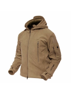 Men's Hooded Fleece Jacket Multi-Pockets Warm Military Tactical Jacket