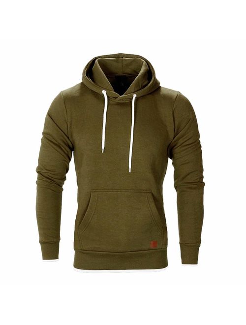 LUCAMORE Mens's Autumn Winter Solid Long Sleeve Hoodies Workout Slim Fit Hooded Sweatshirts Tracksuits