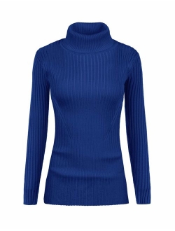 v28 Women Stretchable Turtleneck Knit Long Sleeve Slim Fit Sweater