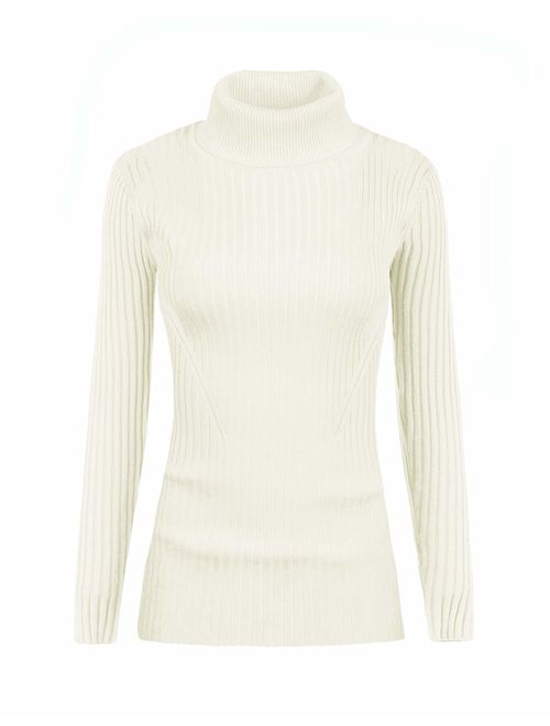 v28 Women Stretchable Turtleneck Knit Long Sleeve Slim Fit Sweater