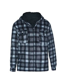 S-5XL Shirt Flannel Jacket SHAKA WEAR Men's Hooded Sweatshirt Lined Hoody 