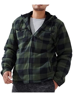 Facitisu Winter Heavy Warm Sherpa Lined Fleece Plaid Flannel Jacket Men Plus Size S-5XL Big and Tall Mens Coat