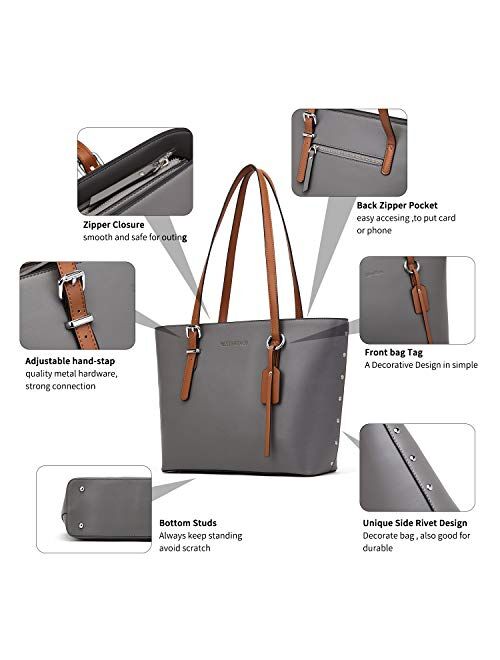 WESTBRONCO Women Leather Handbags Purses Designer Tote Shoulder Bag Top Handle Bag for Work Travel