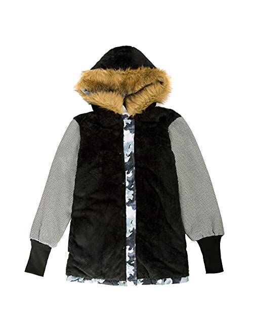 GRACE KARIN Womens Hooded Fleece Line Coats Parkas Faux Fur Jackets with Pockets
