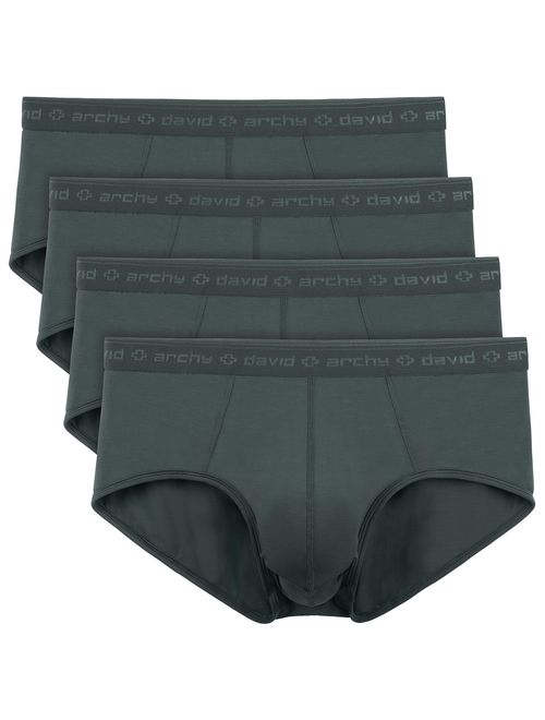 DAVID ARCHY Men's 4 Pack Micro Modal Separate Pouch Briefs with Fly
