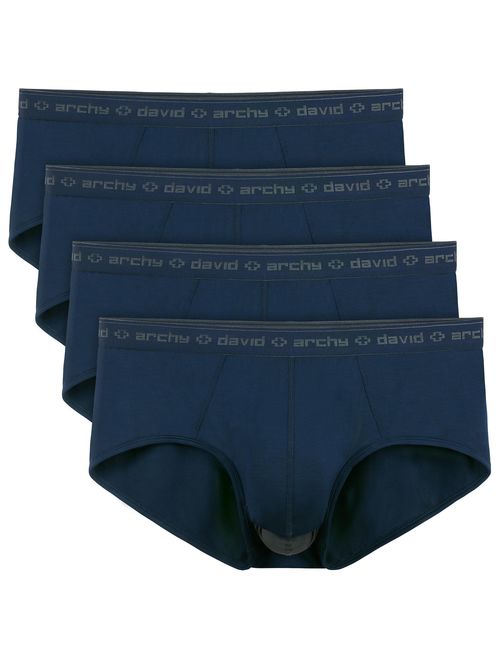 DAVID ARCHY Mens 4 Pack Underwear Micro Modal Separate Pouches Fly Trunks 