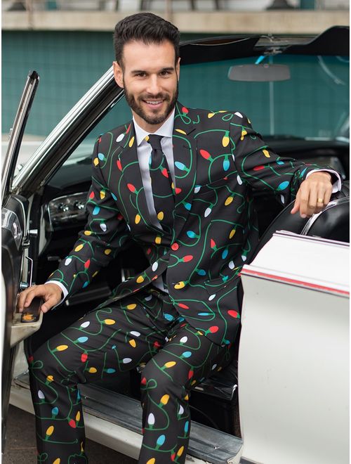 Tipsy Elves Men's Christmas Suit String of Lights Blazer+Tie and Pants (Sold Separately)