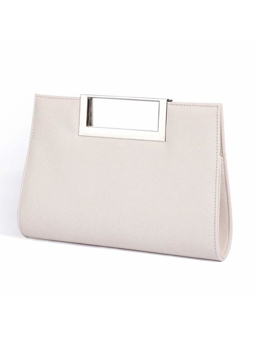 WALLYN'S Clutch Purse for Women Evening Party Metal Grip Cut it out Handbag with Shoulder Chain Strap