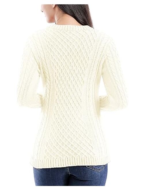 v28 Women Crew Neck Knit Stretchable Elasticity Long Sleeve Sweater Jumper Pullover