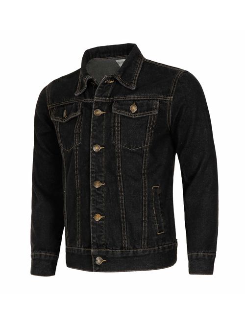 Homovater Men's Classic Denim Jacket Button Front Trucker Jean Jackets