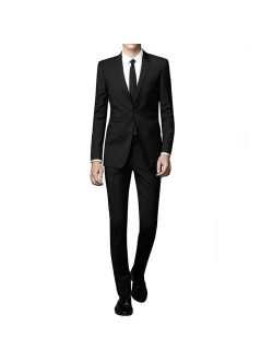 WEEN CHARM Men's Slim Fit 2-Piece Suit One Button Blazer Wedding Tuxedo Single Breasted Jacket Pants Set