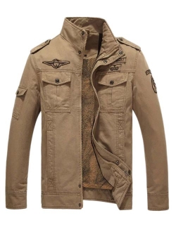 Men's Casual Long Sleeve Full Zip Jacket with Shoulder Straps
