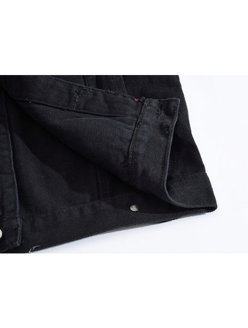 DSDZ Men`s Classic Ripped Hip Hop Motorcycle Denim Jacket