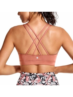 Strappy Padded Sports Bra for Women Activewear Medium Support Workout Yoga Bra Tops