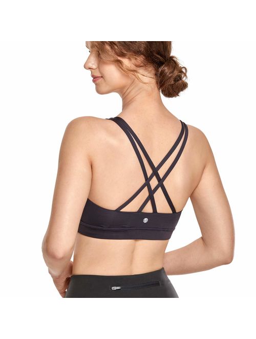 CRZ YOGA Strappy Padded Sports Bra for Women Activewear Medium Support Workout Yoga Bra Tops