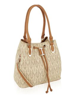 Mia K Collection Crossbody Shoulder Handbag for Women, PU Leather Pocketbook Top-Handle Purse Tote-Satchel Bag