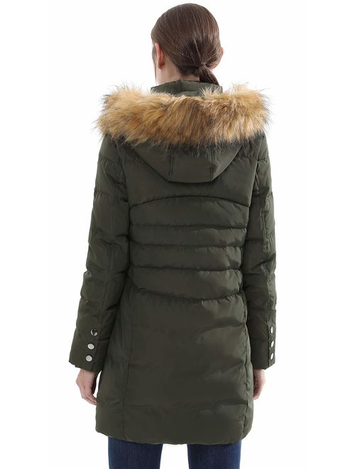 Epsion Women's Hooded Thickened Long Down Jacket Winter Down Parka Puffer Jacket